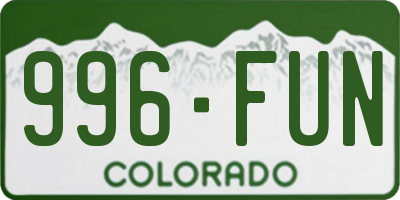 CO license plate 996FUN