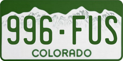 CO license plate 996FUS