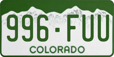 CO license plate 996FUU