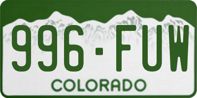 CO license plate 996FUW