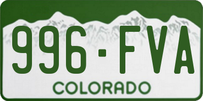 CO license plate 996FVA