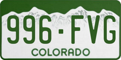 CO license plate 996FVG