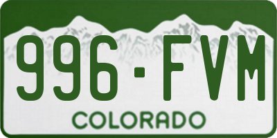 CO license plate 996FVM