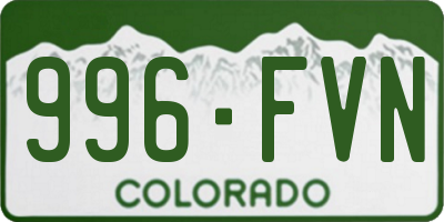 CO license plate 996FVN