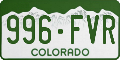 CO license plate 996FVR