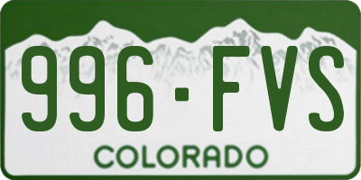 CO license plate 996FVS