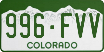 CO license plate 996FVV