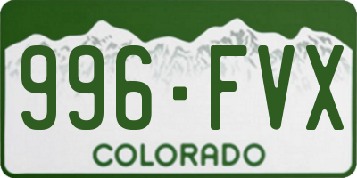 CO license plate 996FVX