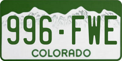 CO license plate 996FWE