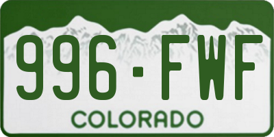 CO license plate 996FWF