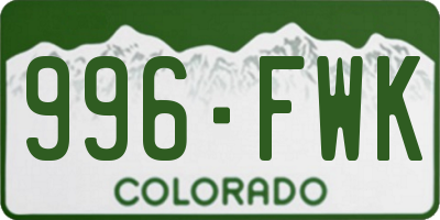 CO license plate 996FWK