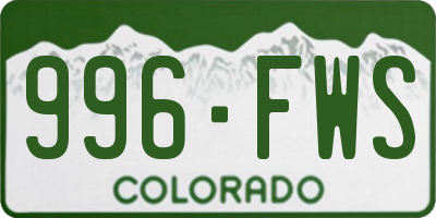 CO license plate 996FWS
