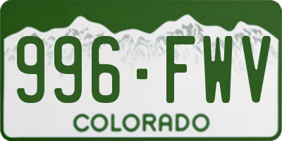 CO license plate 996FWV