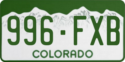 CO license plate 996FXB