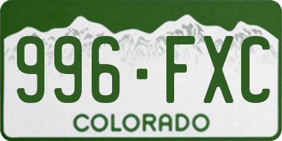 CO license plate 996FXC