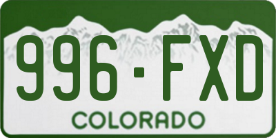 CO license plate 996FXD