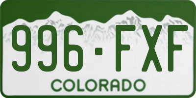 CO license plate 996FXF