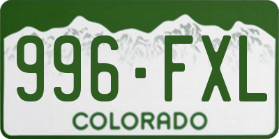 CO license plate 996FXL