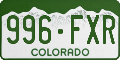 CO license plate 996FXR