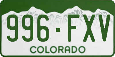 CO license plate 996FXV