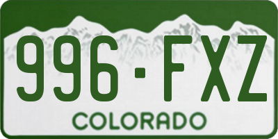 CO license plate 996FXZ