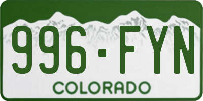 CO license plate 996FYN