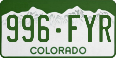 CO license plate 996FYR