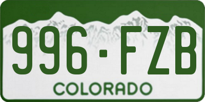 CO license plate 996FZB