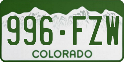 CO license plate 996FZW
