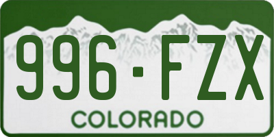CO license plate 996FZX
