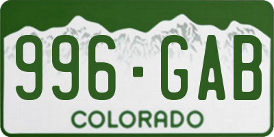 CO license plate 996GAB