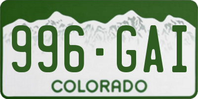 CO license plate 996GAI