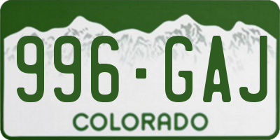 CO license plate 996GAJ
