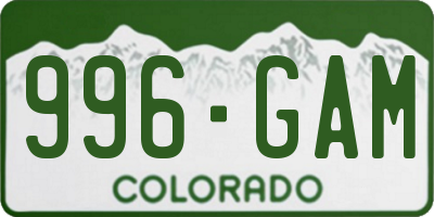CO license plate 996GAM