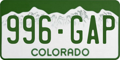 CO license plate 996GAP