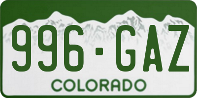 CO license plate 996GAZ
