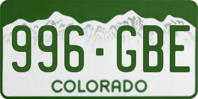 CO license plate 996GBE