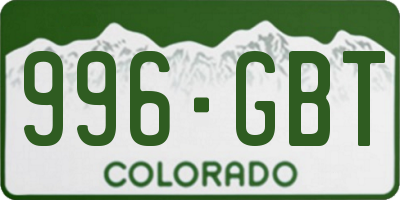 CO license plate 996GBT