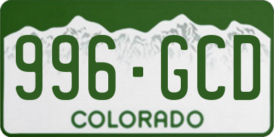 CO license plate 996GCD