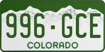 CO license plate 996GCE