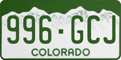 CO license plate 996GCJ