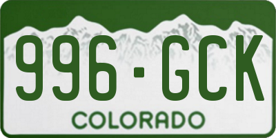 CO license plate 996GCK