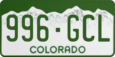 CO license plate 996GCL