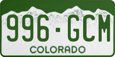 CO license plate 996GCM