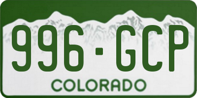 CO license plate 996GCP