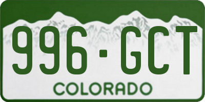 CO license plate 996GCT