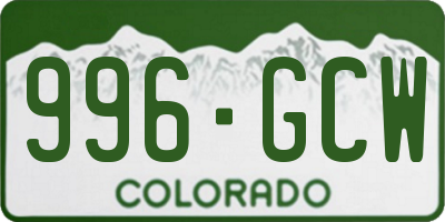 CO license plate 996GCW