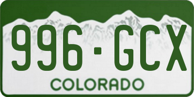 CO license plate 996GCX