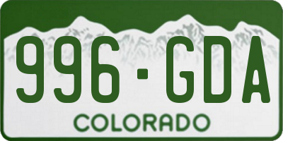 CO license plate 996GDA
