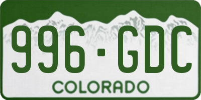 CO license plate 996GDC